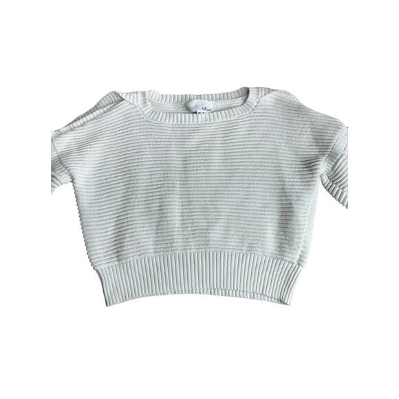 Fate By Lfd White Sweater Sz Medium Ribbed Puff Sleeves Cotton Structured Thick - Picture 7 of 10